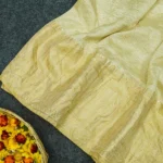 'VIDDYA BEIGE' KORA CRUSH TISSUE SILK BANARASI SAREE