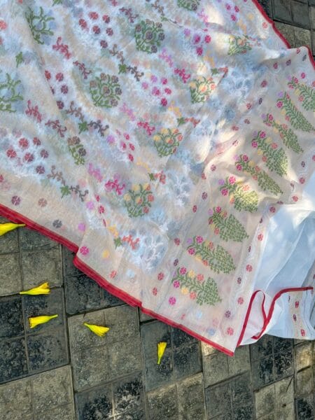 'SHWETAMBARI' PURE COTTON JAMDANI BANARASI SAREE