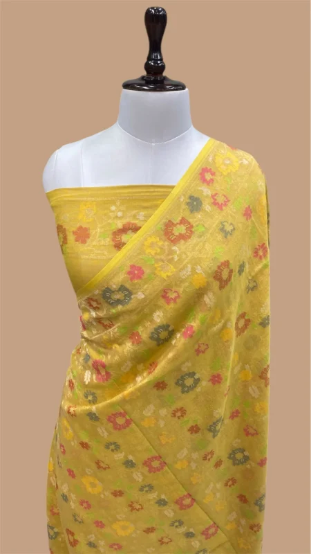 HANDLOOM PURE COTTON JAMDANI BANARASI SAREE