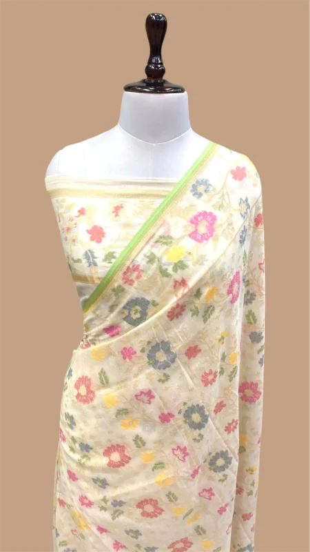 HANDLOOM PURE COTTON JAMDANI BANARASI SAREE