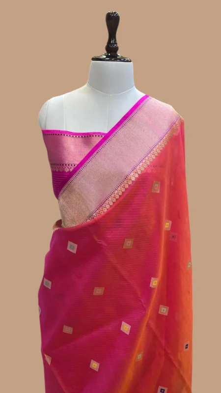 HANDWOVEN KORA BANARASI KADHUA SAREE
