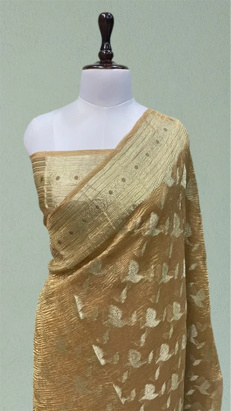 PURE KORA CRUSH TISSUE HANDLOOM BANARASI SAREE