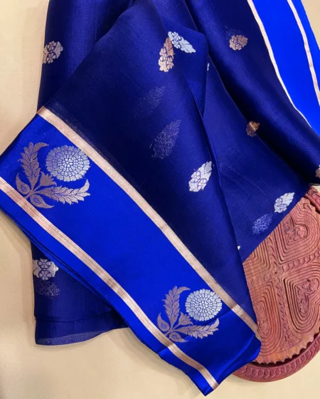 PURE BANARASI HANDWOVEN ORGANZA SILK SAREE - pure Banarasi organza silk in body and satin patta border