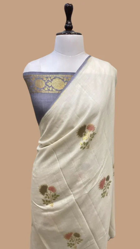 PURE MOONGA TUSSAR SILK HANDLOOM BANARASI SAREE