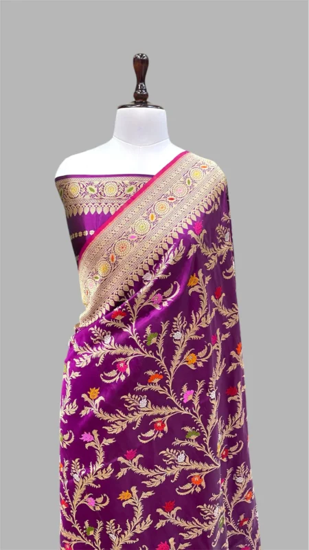 HANDWOVEN KATAAN SILK BANARASI JANGLA SAREE