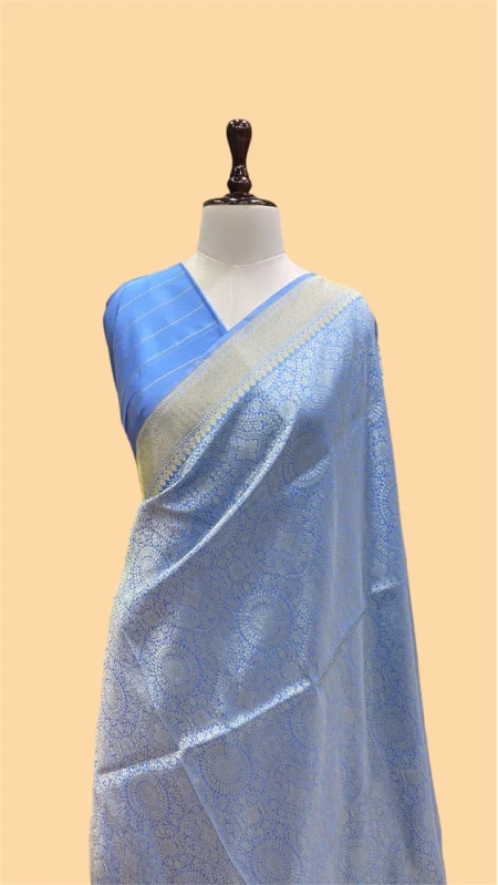 'SKY BLUE’ PURE KATAAN SILK HANDWOVEN BANARASI  SAREE
