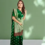 'CHAAND TAARA' GREEN PURE KATAAN SILK BANARASI HANDWOVEN SAREE
