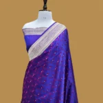 'PURVY' BLUE PURE SATIN SILK BANARASI HANDWOVEN SAREE