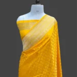 'TURMERIC' YELLOW PURE SATIN SILK BANARASI HANDWOVEN  SAREE