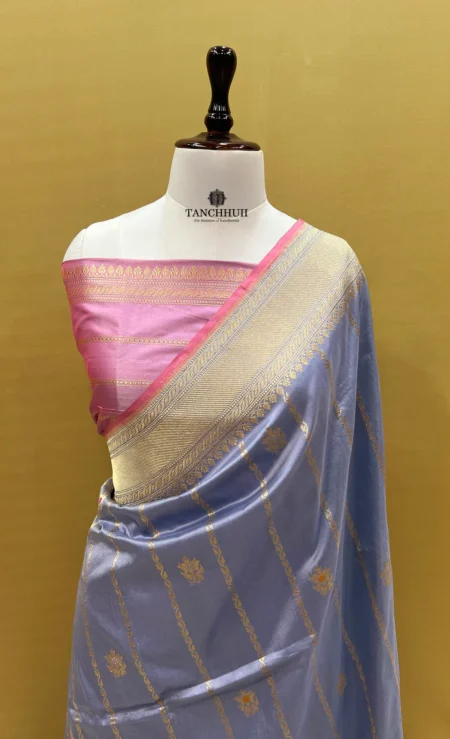 'NIDHI' BLUE PURE KATAAN SILK HANDWOVEN SAREE