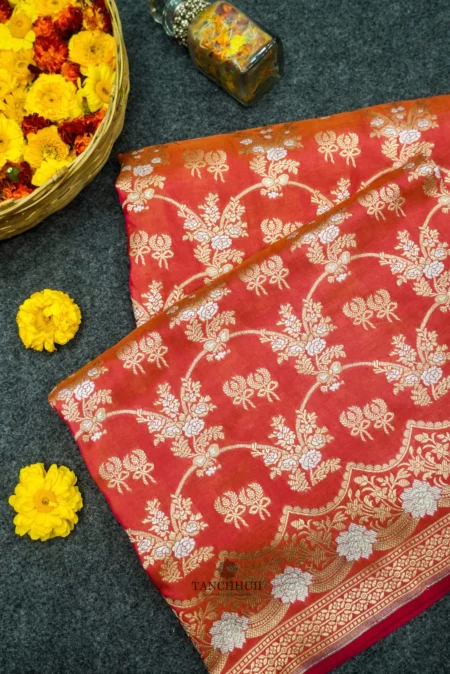 ORANGE'PURE KATAAN SILK BANARASI SAREE