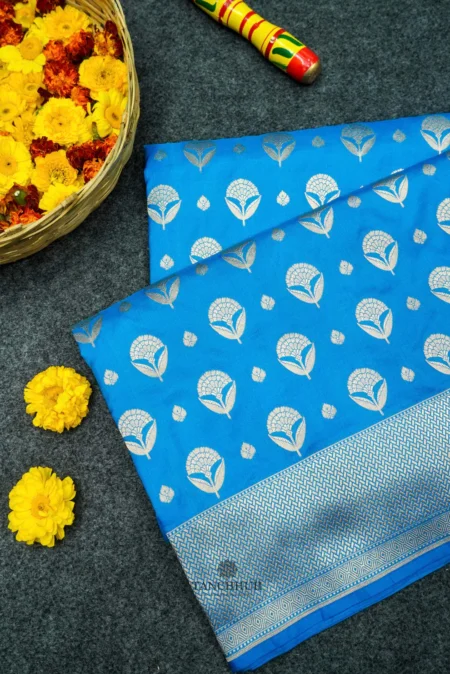'SKY BLUE' PURE KATAAN SILK BANARASI SAREE