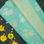 'NEOM BLUE' PURE KATAAN SILK HANDWOVEN BANARASI JANGLA SAREE