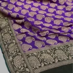‘PURPLE AND GREEN' PURE KHADDI GEORGETTE HANDLOOM BANARASI DUPATTA