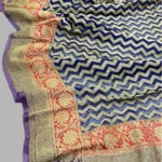 '3D' PURE KHADDI GEORGETTE HANDLOOM BANARASI HALF AND HALF DUPATTA