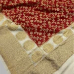 'RED AND BEIGE' PURE KHADDI GEORGETTE HANDLOOM BANARASI DUPATTA