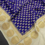 'BLUE AND BEIGE' PURE KHADDI GEORGETTE HANDLOOM BANARASI DUPATTA