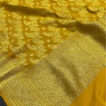 ‘MUSTARD’ PURE KHADDI GEORGETTE HANDLOOM BANARASI DUPATTA