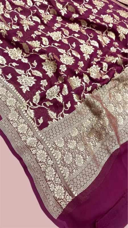 'BROWN’ PURE KHADDI GEORGETTE HANDLOOM BANARASI DUPATTA