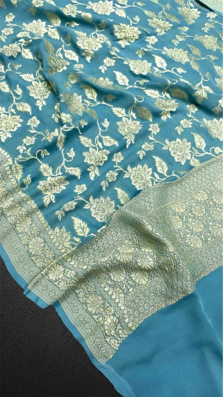 ‘NEELGIRI' PURE KHADDI GEORGETTE HANDLOOM BANARASI DUPATTA