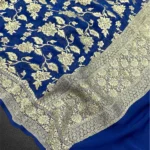 'GERMAN BLUE' PURE KHADDI GEORGETTE HANDLOOM BANARASI DUPATTA