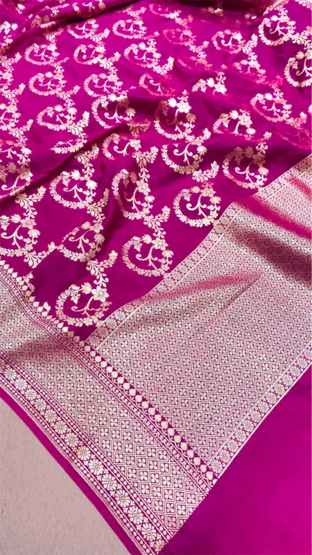 ‘RANI PINK' PURE MOONGA SILK HANDLOOM BANARASI DUPATTA