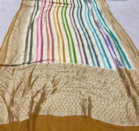 HANDWOVEN GEORGETTE 21 COLORS BANARASI SAREE