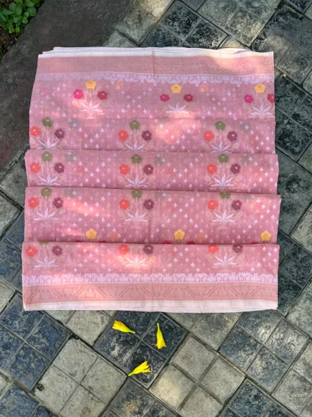 'ROSEGOLD' PURE COTTON JAMDANI BANARASI SAREE