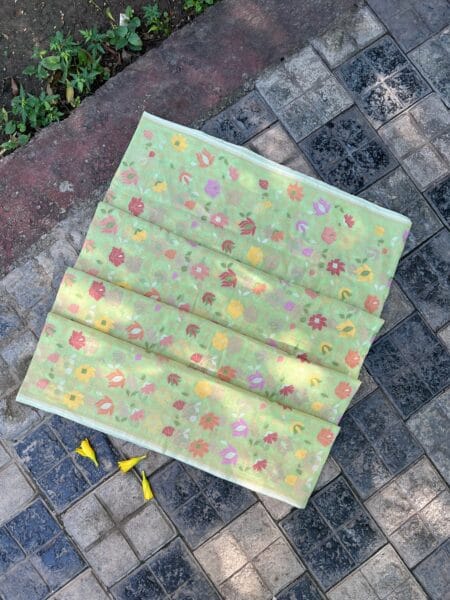 'MINT GREEN'PURE COTTON JAMDANI BANARASI SAREE