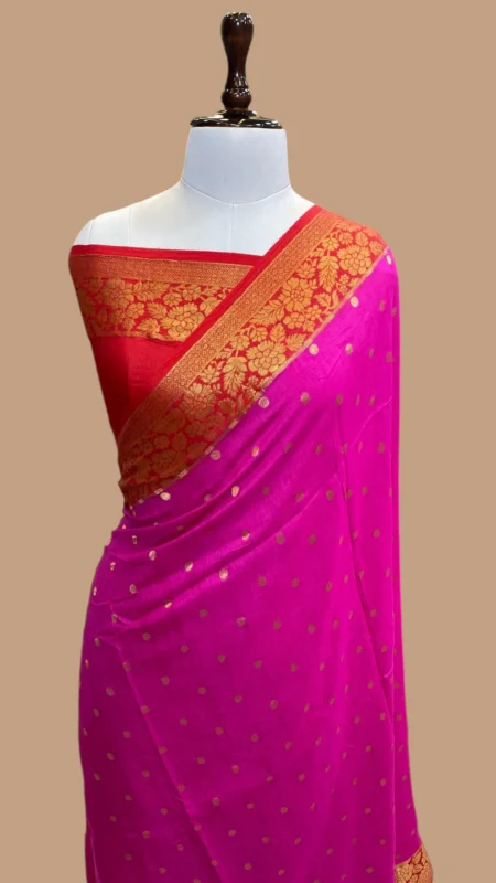 HANDWOVEN MOONGA TUSSAR SILK BANARASI SAREE