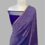 PURE MOONGA SILK STRIP HANDLOOM BANARASI SAREE