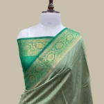 'MEHENDI GREEN' PURE MOONGA SILK BANARASI BORDER PALLU SAREE