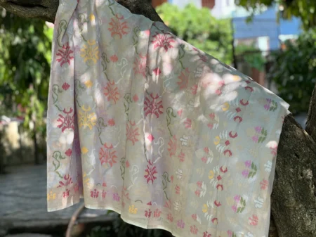 'SHWETAMBARI' PURE COTTON JAMDANI BANARASI SAREE