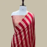 'RED' PURE MOONGA SILK BANARASI STRIP SAREE