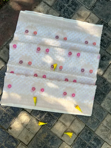 'SHWETAMBARI' PURE COTTON JAMDANI BANARASI SAREE