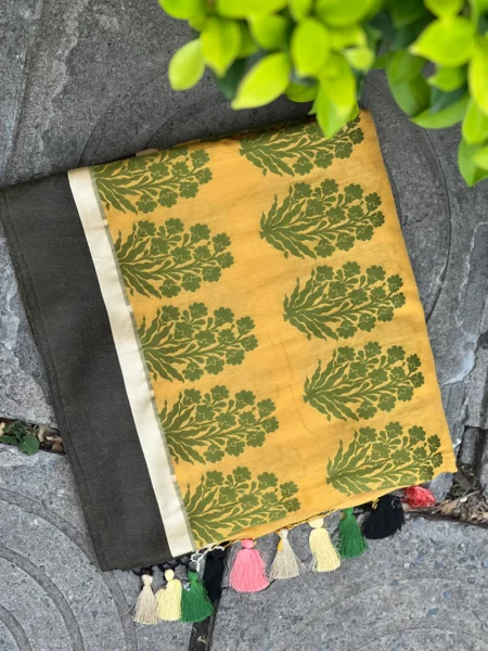 PURE BANARASI MOONGA SATIN SILK SAREE - ALL OVER BUTTA JAAL WITH SATIN PATTA