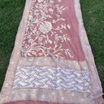 PURE BANARASI ALFI MOONGA SILK SAREE - BIG FLOWER DESIGHN