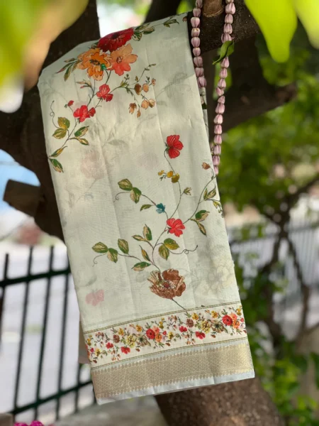 PURE BANARASI MOONGA COTTON SILK KALAMKARI SAREE