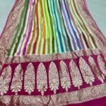 HANDWOVEN KHADDI GEORGETTE 21 COLORS BANARASI SAREE