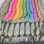 HANDWOVEN KHADDI GEORGETTE HANDPAINTED BANARASI SAREE