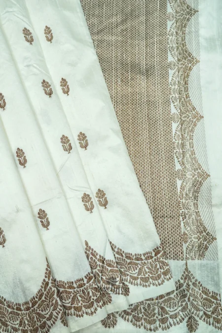 PURE BANARASI HANDWOVEN KADHUA RAW (MATKA TUSSAR) SILK SAREE