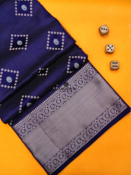 'NAVY BLUE' PURE MANGO SILK BANARASI HANDLOOM SAREE