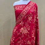 PURE BANARASI MOONGA SILK CHIKANKARI SAREE