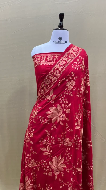 PURE BANARASI MOONGA SILK CHIKANKARI SAREE