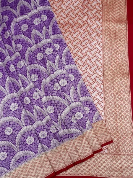 'DRAPE PURPLE' PURE MASHRU SATIN SILK  BANARASI SAREE