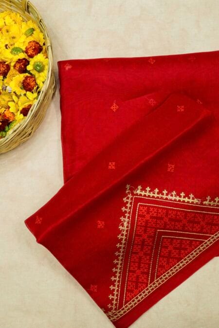 PURE BANARASI ORGANZA CHIKANKARI SAREE