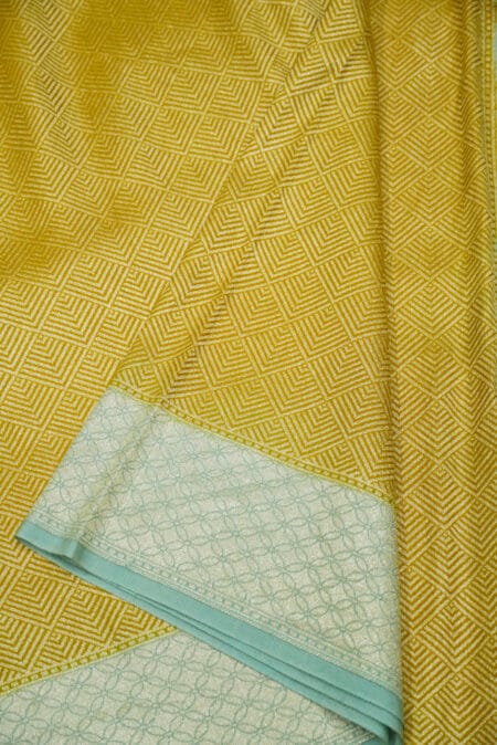 'TURMERIC GOLD' PURE MOONGA SILK BANARASI Handloom SAREE