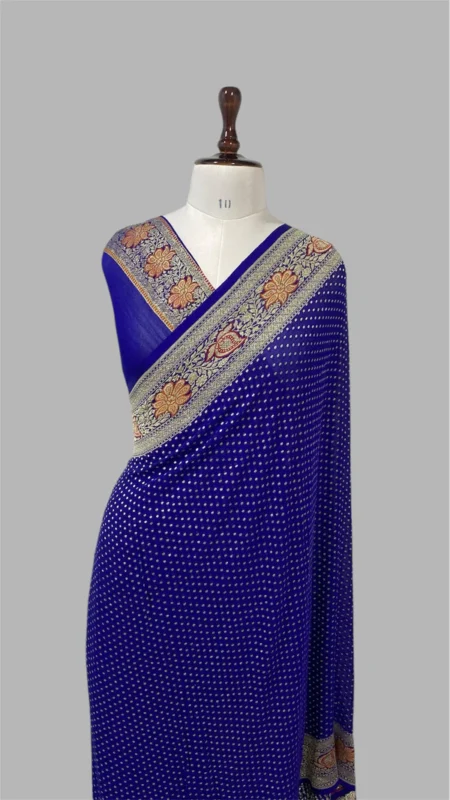 PURE KHADDI GEORGETTE HANDLOOM BANARASI SAREE