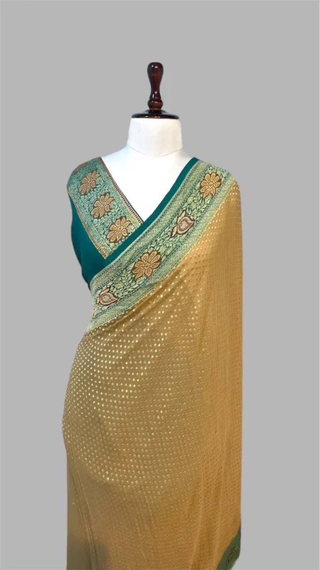 PURE KHADDI GEORGETTE HANDLOOM BANARASI SAREE
