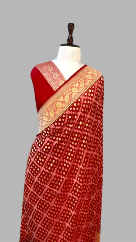 PURE KHADDI GEORGETTE HANDLOOM ALFI BANARASI SAREE